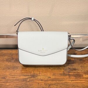 kate spade white leather crossbody bag with gold logo